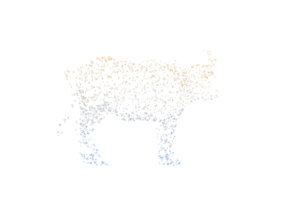 Buffalo, the yoni animal of Swati nakshatra, drawn as a glowing constellation of points