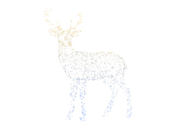 Deer, the yoni animal of Jyeshtha nakshatra, drawn as a glowing constellation of points