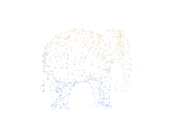 Elephant, the yoni animal of Revati nakshatra, drawn as a glowing constellation of points