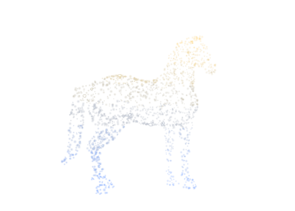 Horse, the yoni animal of Ashwini nakshatra, drawn as a glowing constellation of points